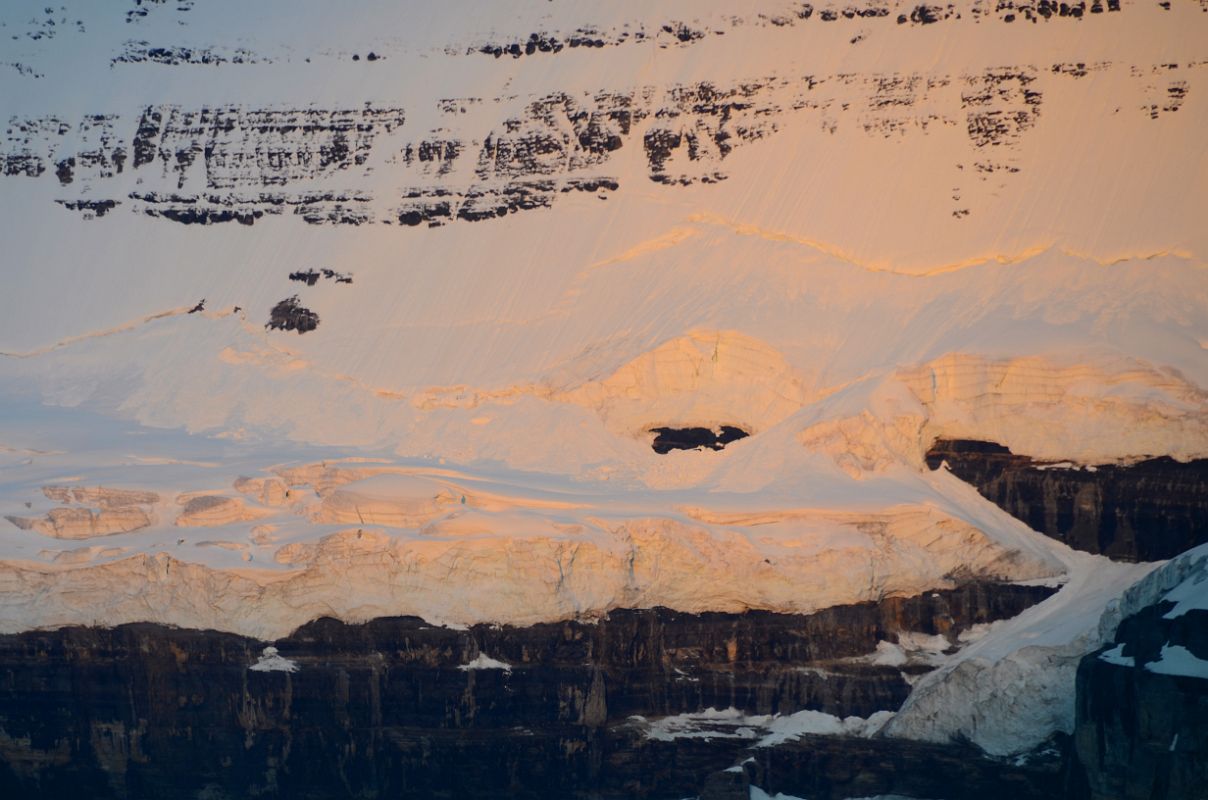 26 First Rays Of Sunrise Light The Glacier Below Mount Victoria Close Up From Lake Louise